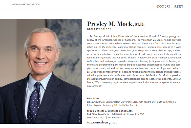 Presley Mock, M.D., F.A.C.S. Pediatric Otolaryngology (ENT) Dallas