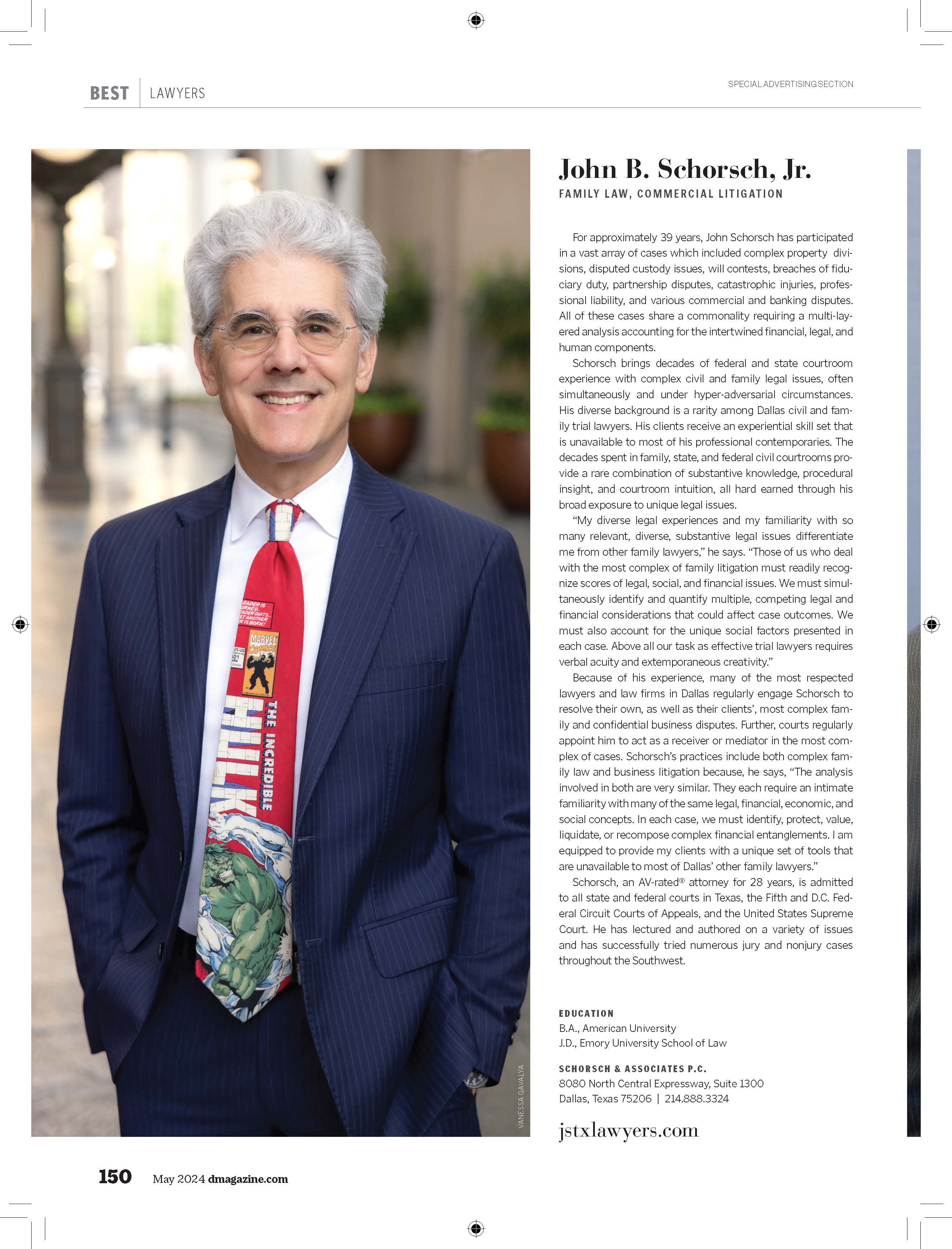 John B. Schorsch Jr. Family Law Dallas D Magazine Directories